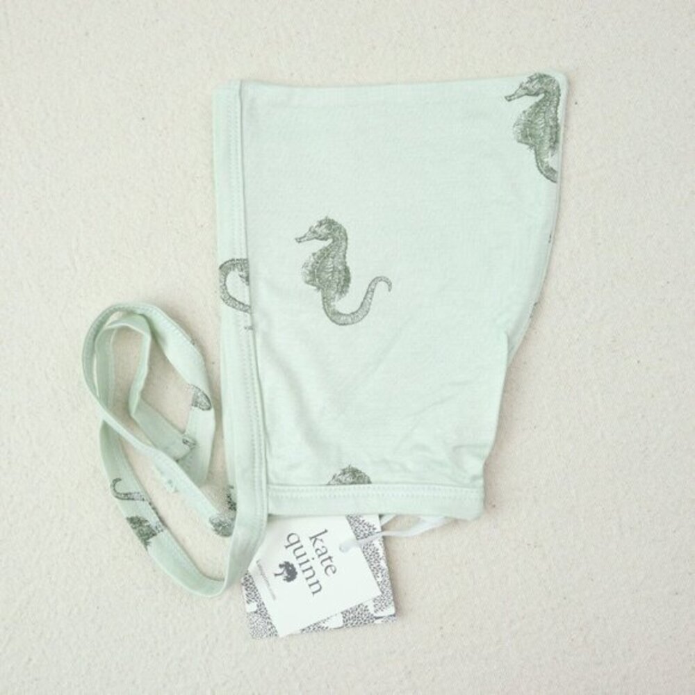 Baby Kate Quinn Elf Hat Size 3-6 Month Infant Sea Horses Green Bamboo Bonnet Cap